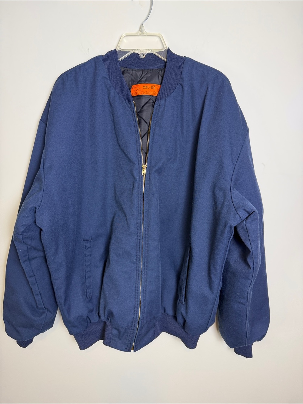 VINTAGE Softwear for Hard Wear Bomber Jacket Quilted Lining Workwear, Navy | 2XL